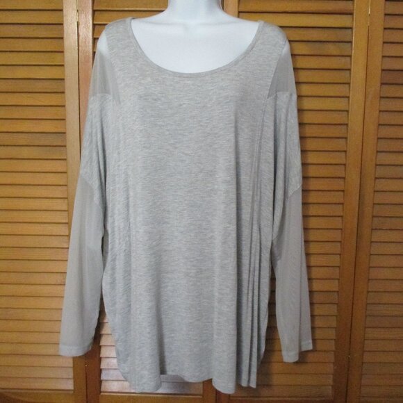 Lane Bryant top gray, sheer sleeves, stretchy soft lightweight size 18/20 - Picture 1 of 8